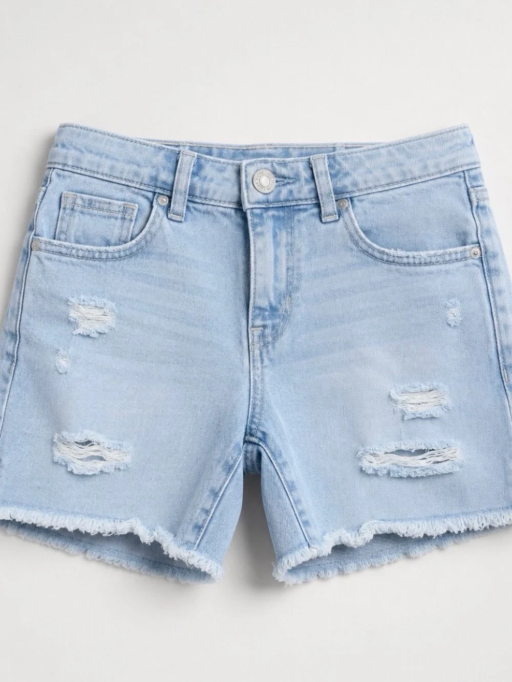 GAP Kids MIDI Light Blue Ripped Denim Kids Shorts 7